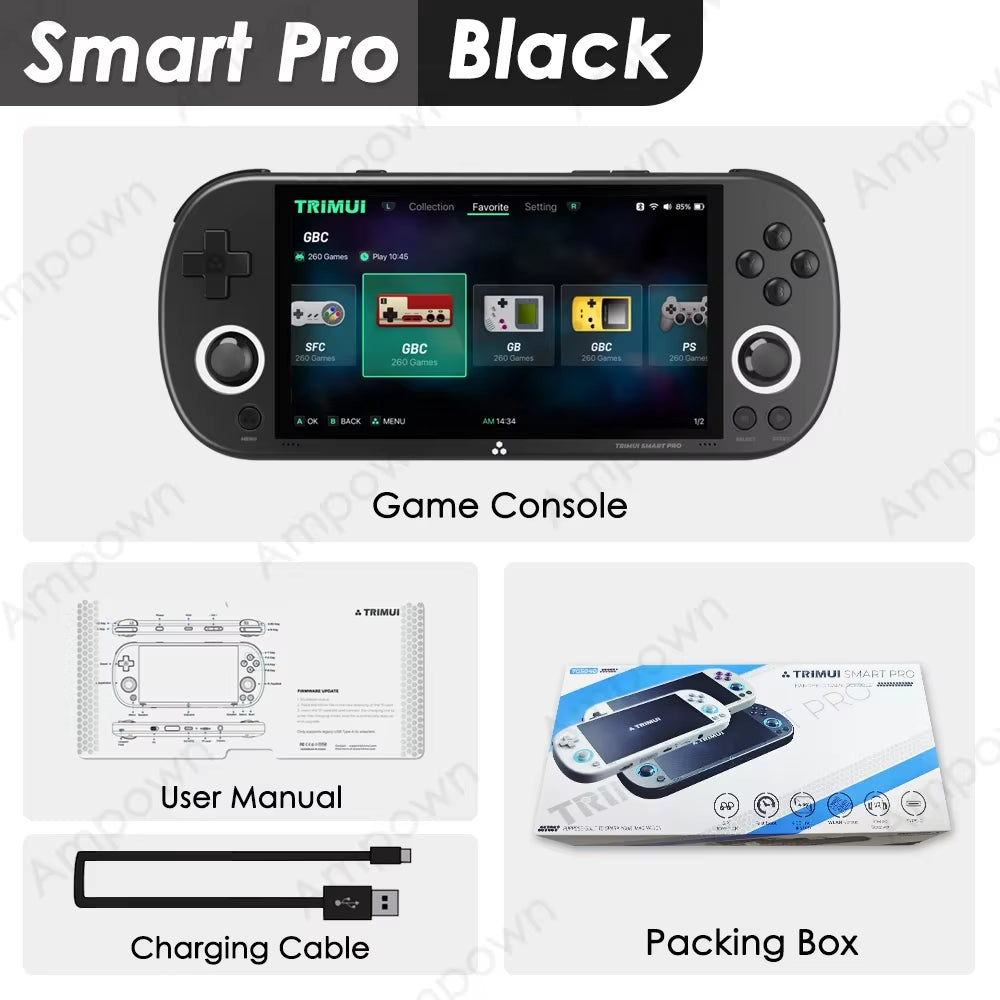 Smart Pro Handheld Game Console 4.96''IPS Screen Linux System Joystick RGB Lighting Smartpro Retro Video Game Player Gift