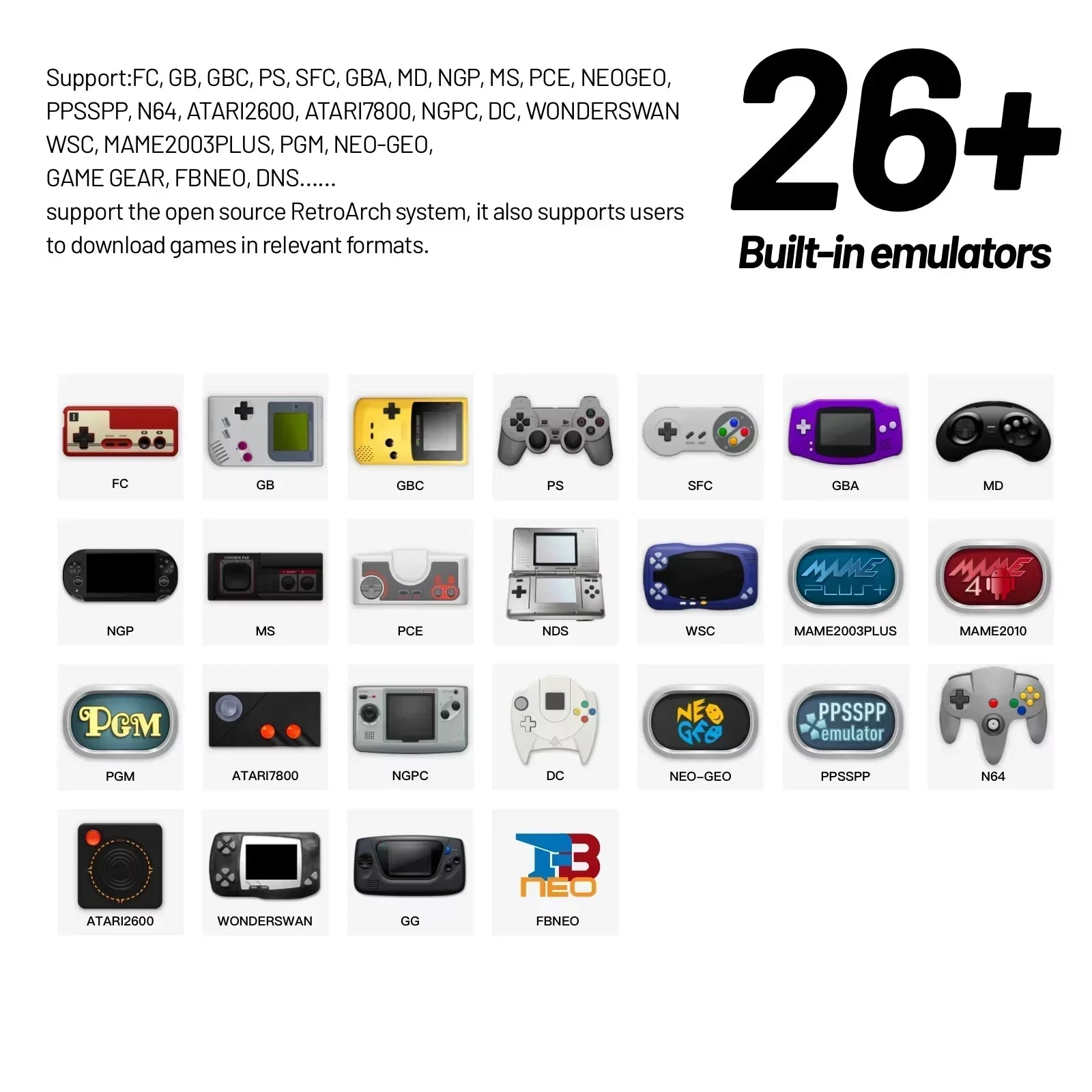 Smart Pro Handheld Game Console 4.96''IPS Screen Linux System Joystick RGB Lighting Smartpro Retro Video Game Player Gift