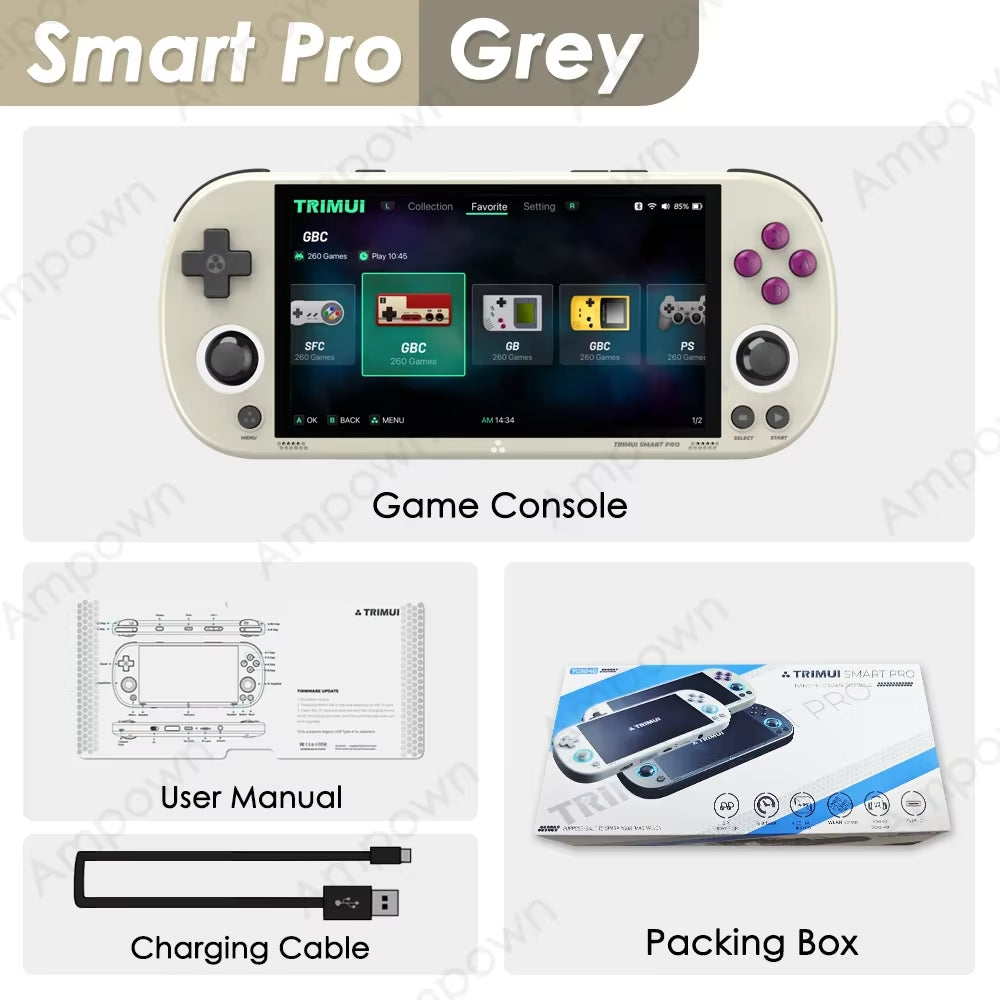 Smart Pro Handheld Game Console 4.96''IPS Screen Linux System Joystick RGB Lighting Smartpro Retro Video Game Player Gift